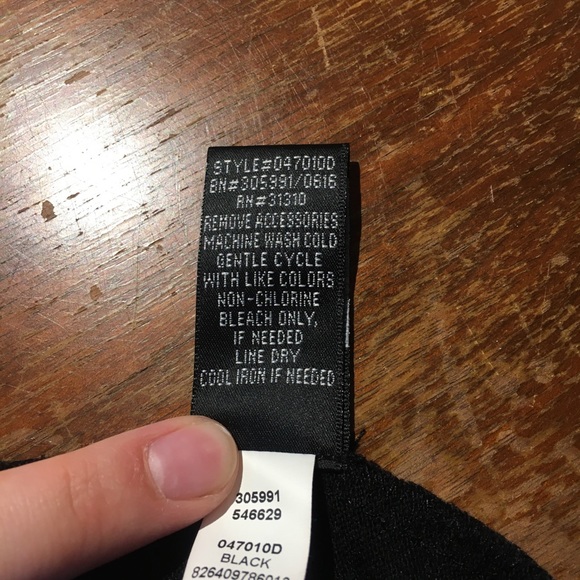 Black crewneck blouse w/ lace section in sleeves - Picture 5 of 5